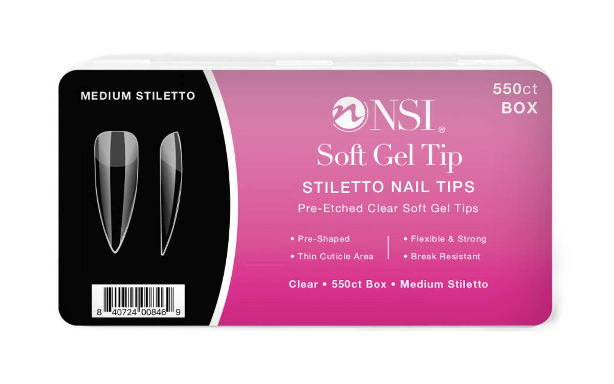 Soft Gel Tip 550stk, Clear Stiletto